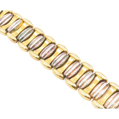 925 Sterling Silver  Vintage Shiny Two Tone Hinge Chain Bracelet  BT8107