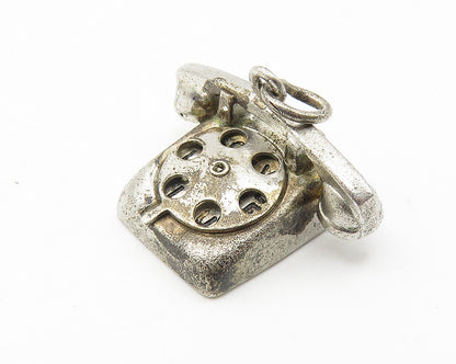 925 Sterling Silver  Vintage Dark Tone Old Fashioned Telephone Pendant  PT8427