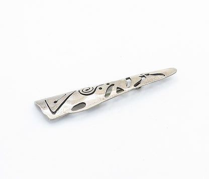 MEXICO 925 Sterling Silver Vintage Dark Tone Cutout Pattern Brooch Pin BP2397