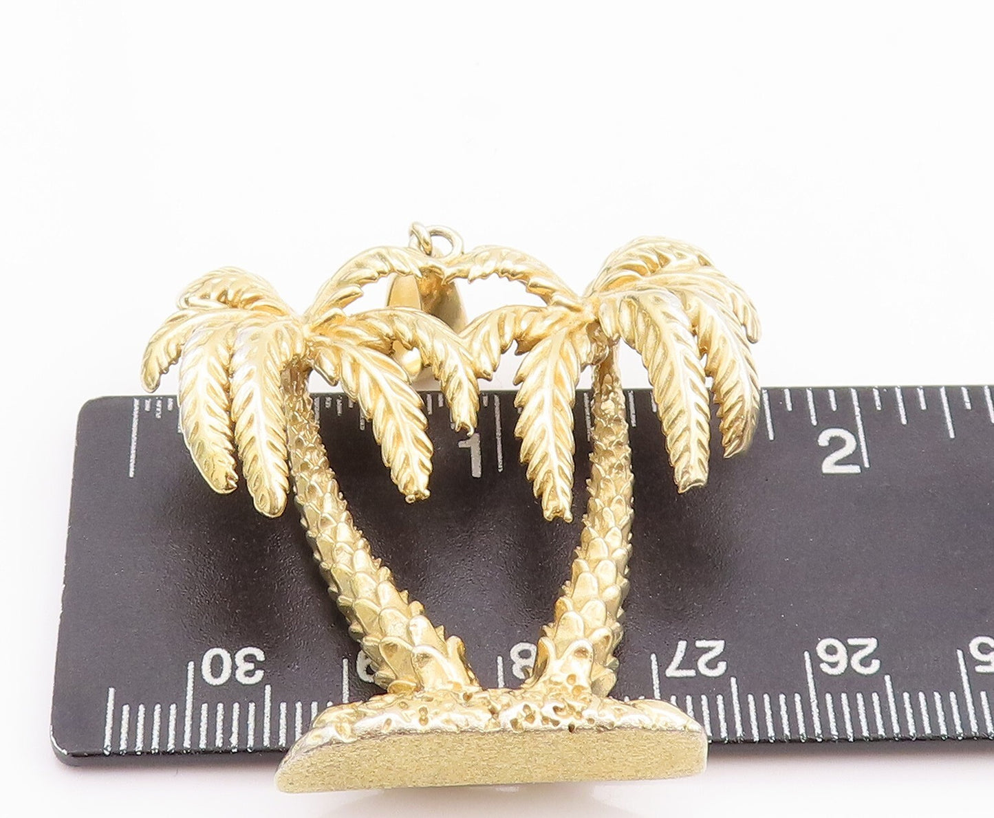 925 Sterling Silver Vintage Pendant 3D Gold Plated Coconut Tree  PT23381