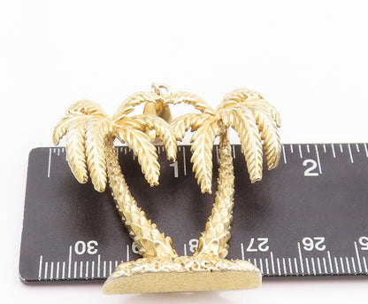925 Sterling Silver Vintage Pendant 3D Gold Plated Coconut Tree  PT23381