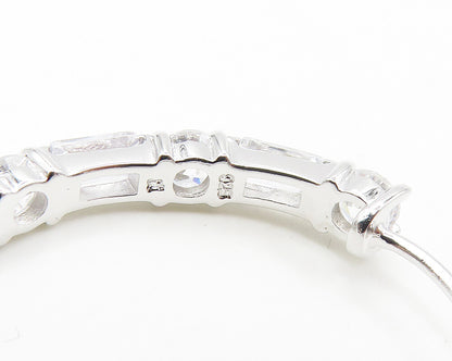 925 Sterling Silver   Sparkling Cubic Zirconia Round Hoop Earrings  EG8930