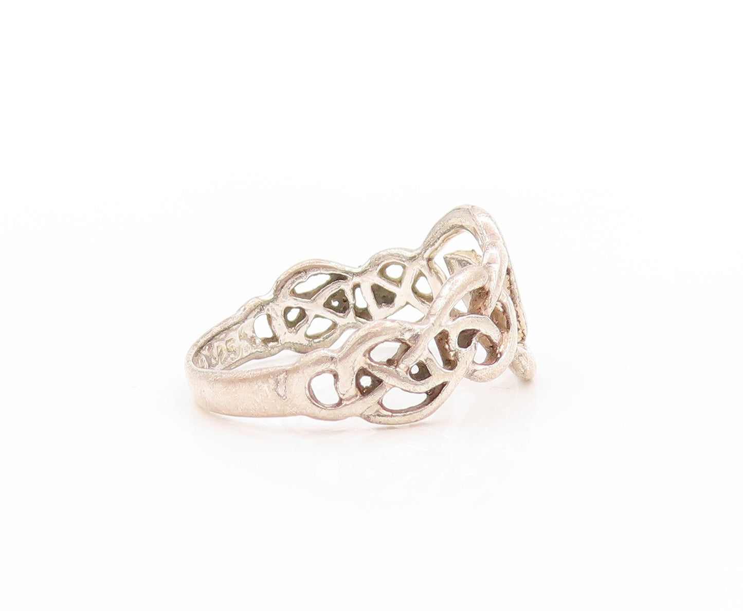 925 Sterling Silver Vintage Ring Cutout Celtic Knot Design  Sz 7  RG32910