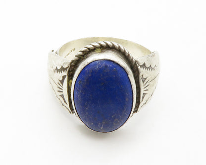 NAVAJO 925 Silver  Vintage Lapis Lazuli Twist Cocktail Ring Sz 11.5  RG14509