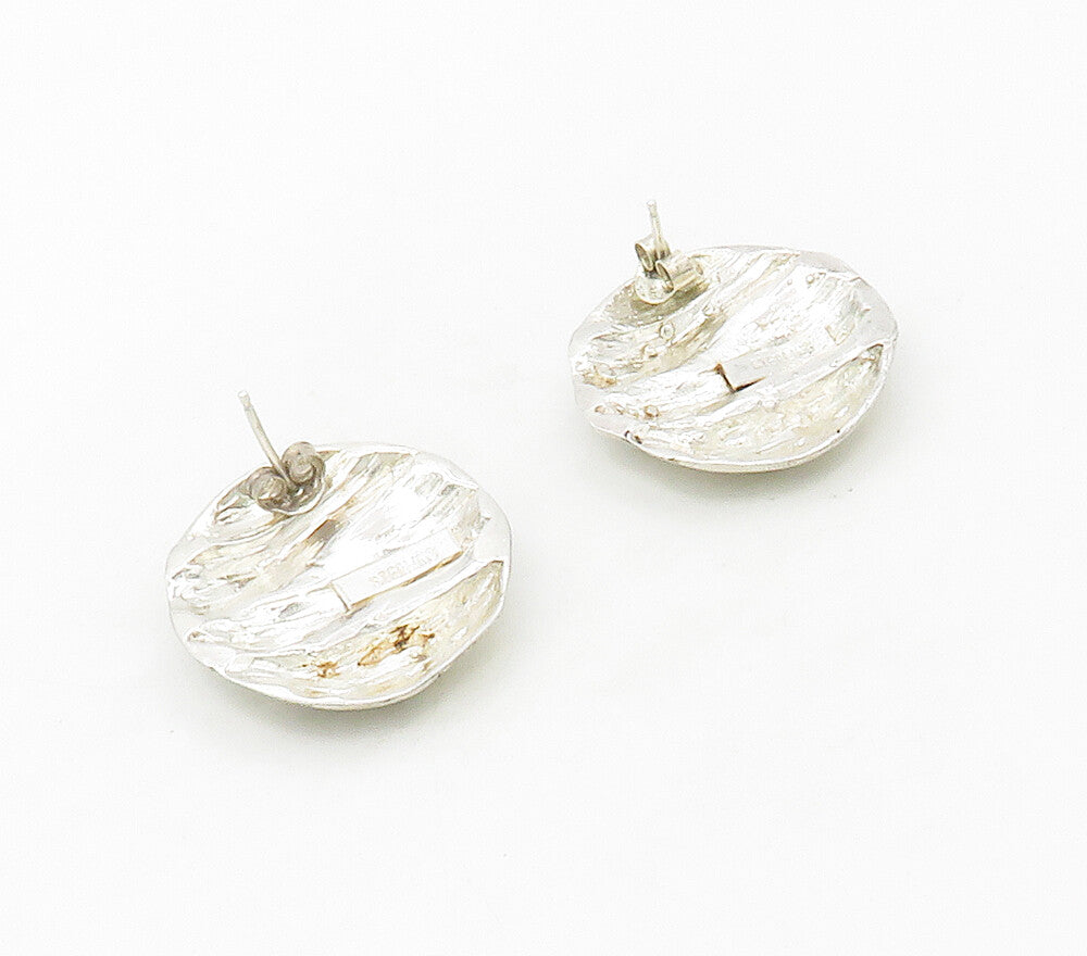 925 Sterling Silver  Vintage Modernist Sculpted Round Drop Earrings  EG8608