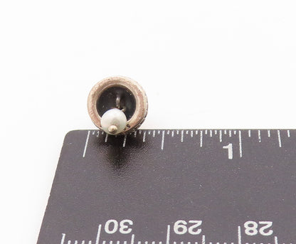 925 Sterling Silver Vintage Pendant PANDORA Designer Pearl Bell Shape   PT24094