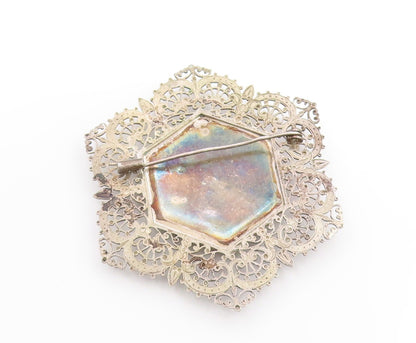 925 Sterling Silver Vintage Brooch Arabic Calligraphy Filigree Design  BP11900