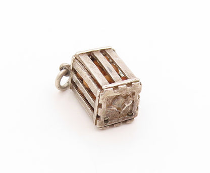 925 Sterling Silver Vintage Pendant A Crate Of Florida Sunshine Charm  PT25009