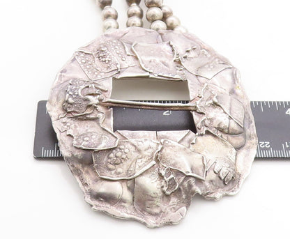 DESIGNER 925 Sterling Silver  Vintage Modernist Sculpted Chain Necklace NE1565