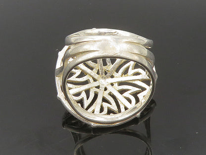 925 Sterling Silver  Vintage Round Cut Out Split Shank Band Ring Sz 8  RG24100