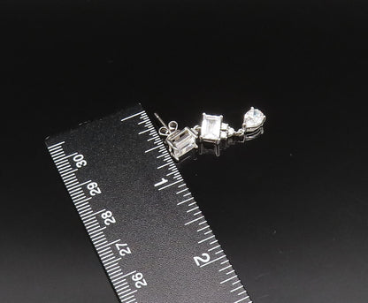 925 Silver  Vintage Dainty Multi Shape Cubic Zirconia Dangle Earrings  EG11740