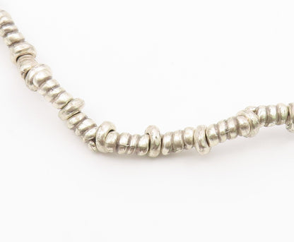 925 Sterling Silver  Vintage Engraved Disc Beaded Rope Necklace  NE3982