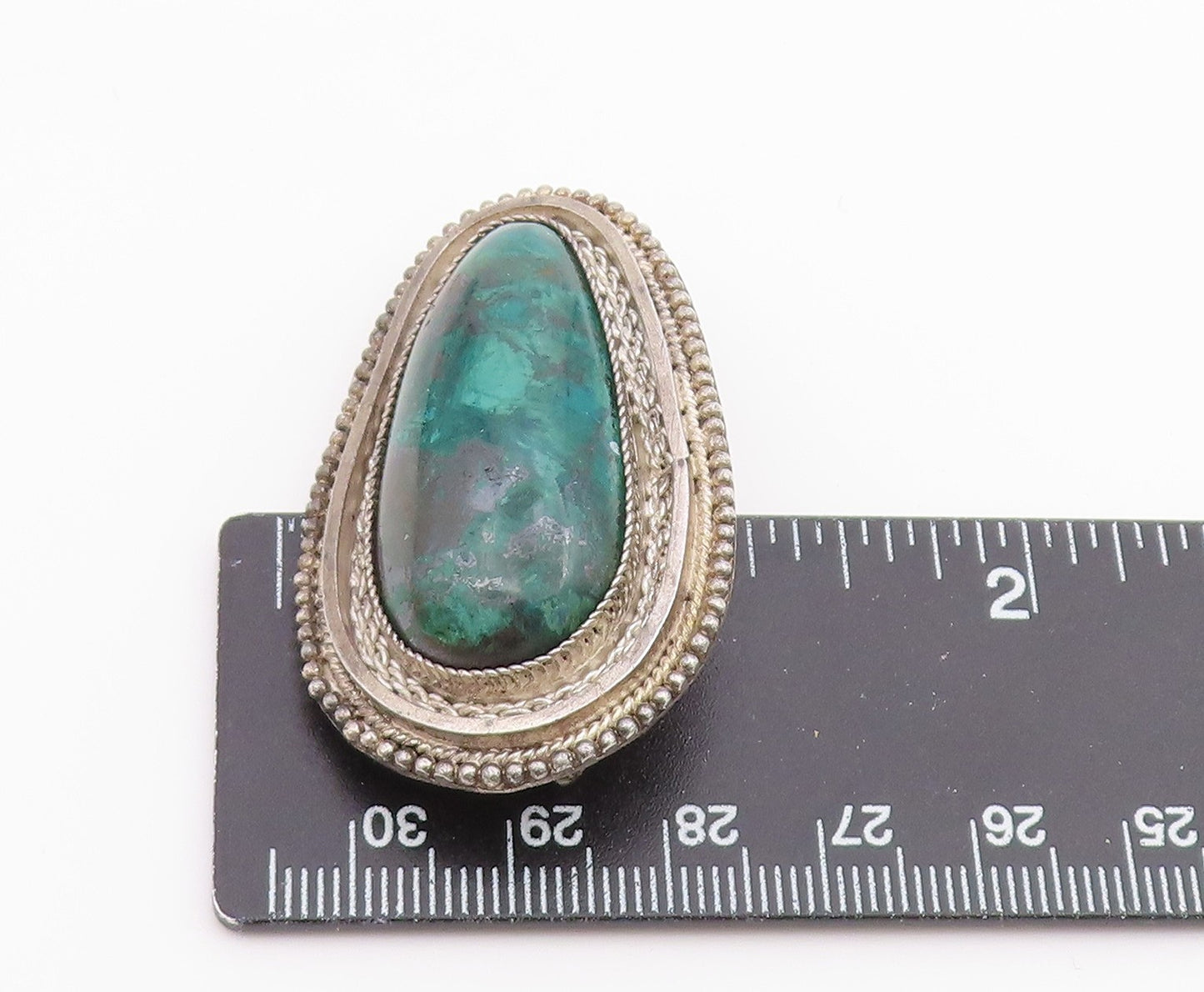 ISRAEL 925 Sterling Silver  Vintage Cabochon Cut Eilat Stone Brooch Pin BP3268