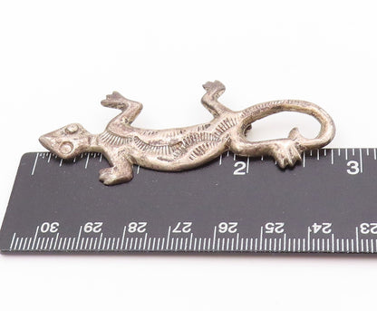 925 Sterling Silver Vintage Brooch NAVAJO Antique Etched Lizard  BP11604