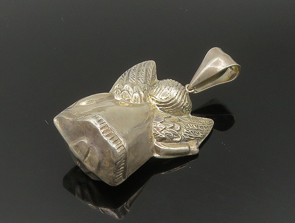 925 Sterling Silver  Vintage Shiny Hollow Angel Motif Pendant  PT19900