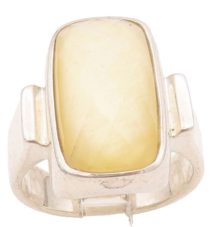 925 Sterling Silver Vintage Ring WHITNEY KELLY Rectangle Glass Sz 10.5  RG27959