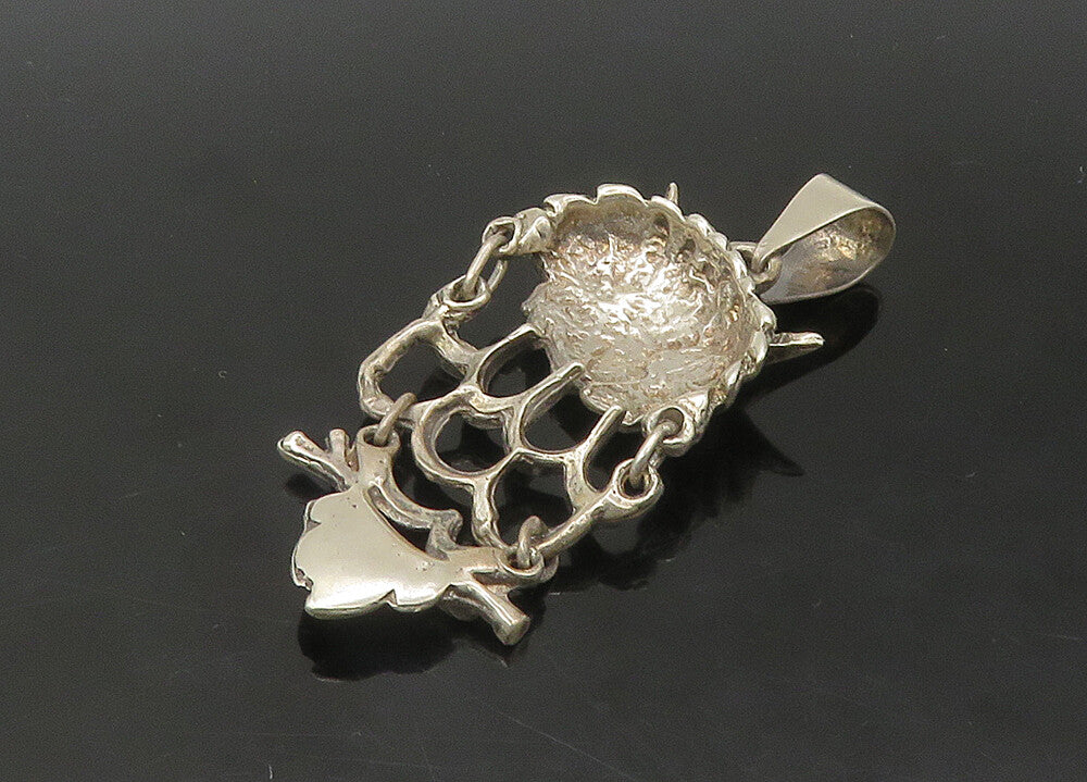 MEXICO 925 Sterling Silver  Vintage Owl Perched On Branch Pendant  PT18144