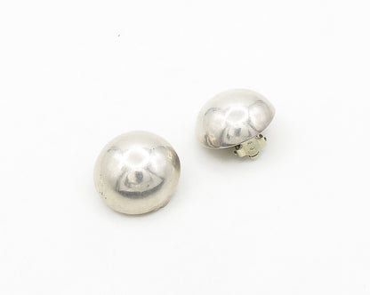 925 Sterling Silver  Vintage Shiny Smooth Dome Non Pierce Earrings  EG9663