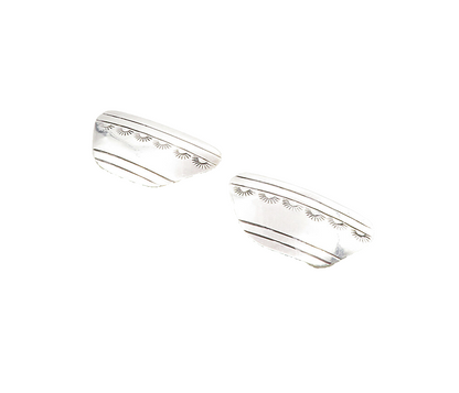NAVAJO 925 Silver  Vintage Etched Sun Pattern Non Pierce Earrings  EG4679