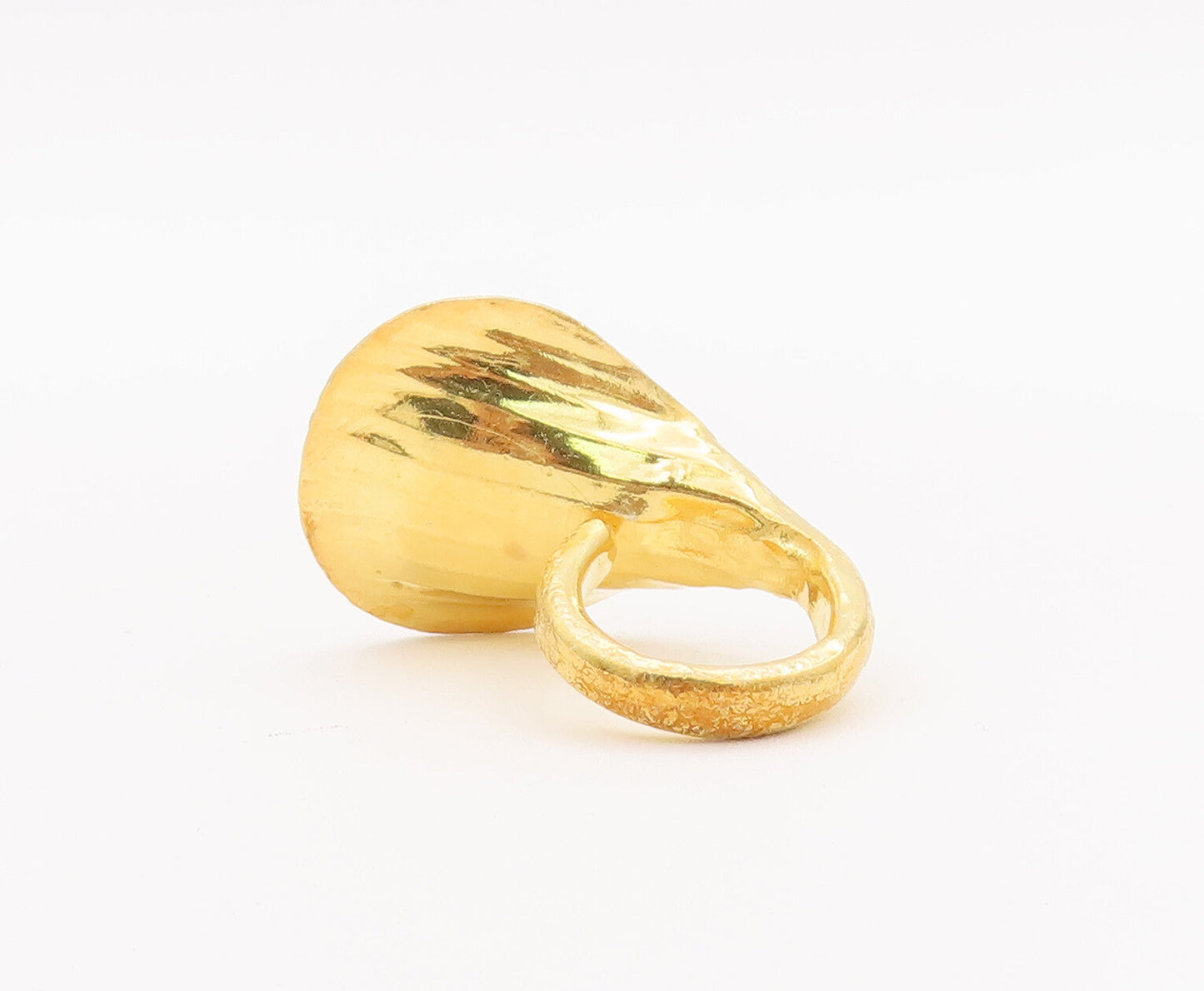 925 Sterling Silver Vintage Ring Gold Plated Coiled Carved Lily  Sz 6.5  RG28093
