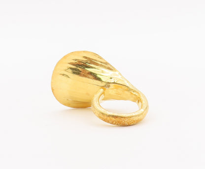 925 Sterling Silver Vintage Ring Gold Plated Coiled Carved Lily  Sz 6.5  RG28093