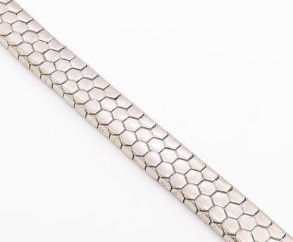 925 Sterling Silver Vintage Bracelet Classic Hexagonal Honeycomb Chain  BT12152