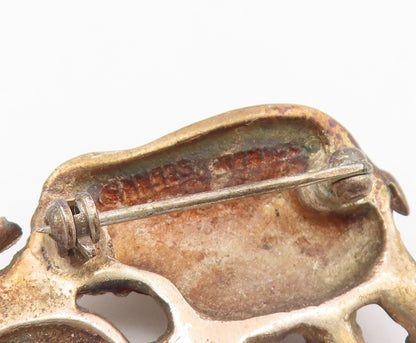 925 Sterling Silver  Vintage Mom & Baby Elephant Motif Brooch Pin  BP8355