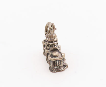 925 Sterling Silver  Vintage Capitol Building Dark Tone Pendant  PT16915