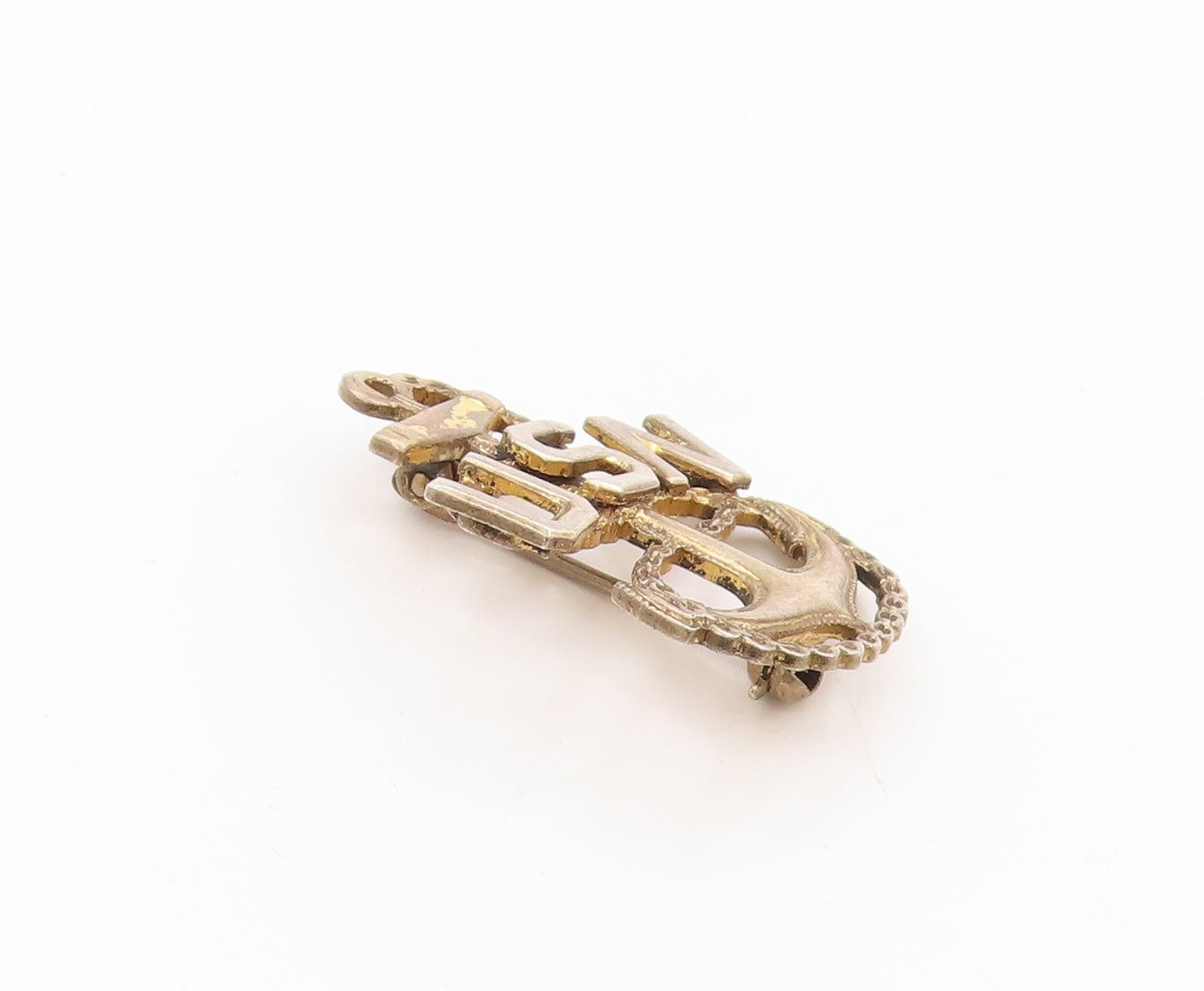 925 Sterling Silver Vintage Brooch US Navy Chief Officer Military Pin  BP11883