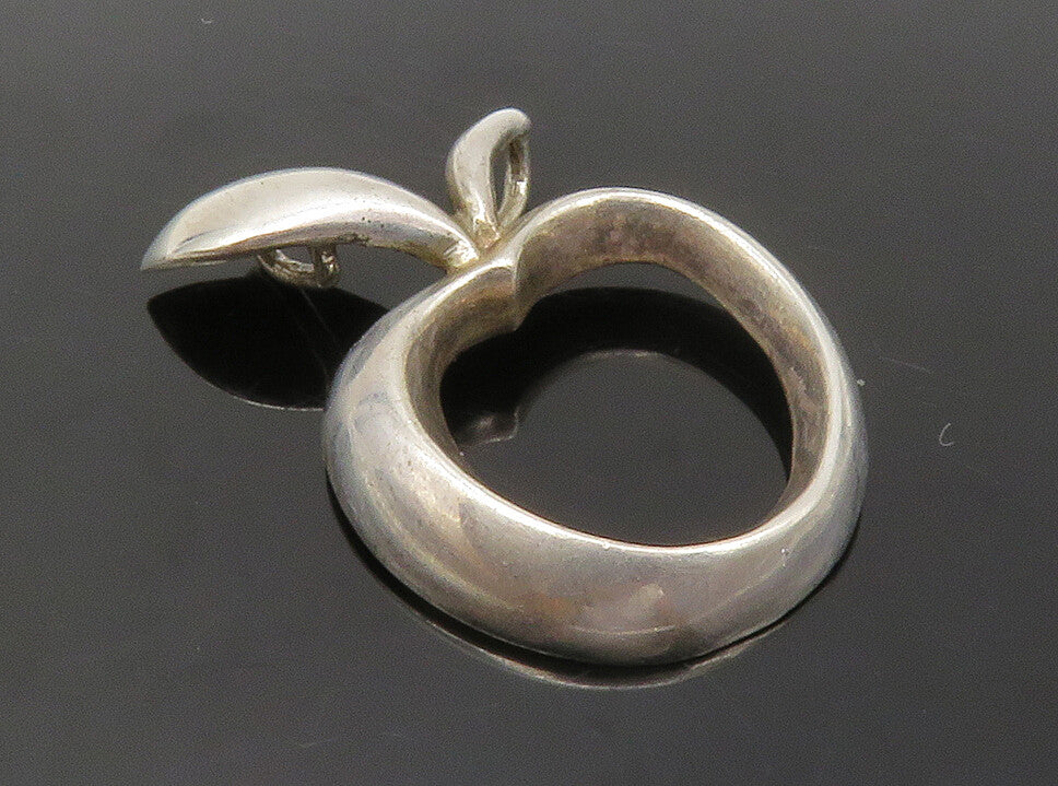 925 Sterling Silver Vintage Open Apple Motif Smooth Drop Pendant PT9823