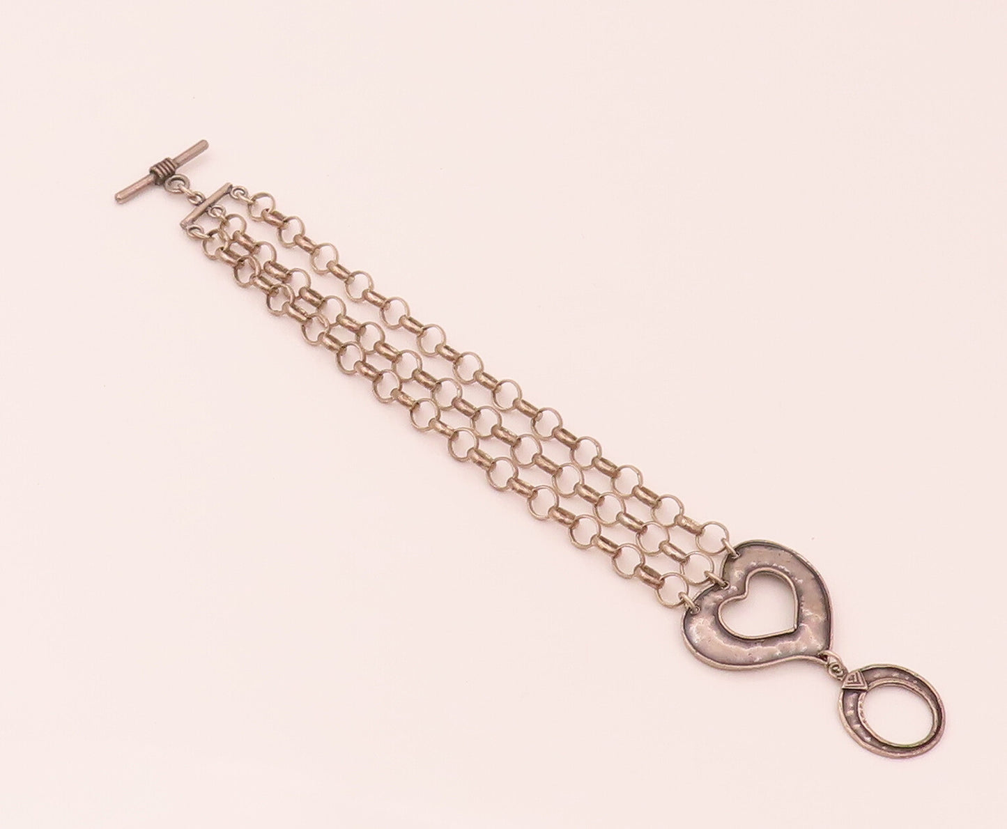 SILPADA 925 Sterling Silver  Vintage O Chain Link Heart Toggle Bracelet BT9834