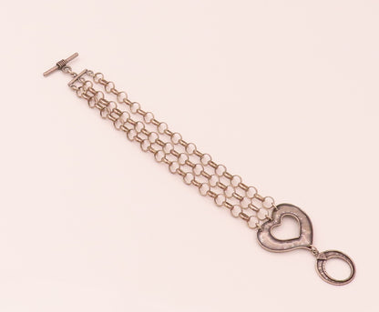 SILPADA 925 Sterling Silver  Vintage O Chain Link Heart Toggle Bracelet BT9834