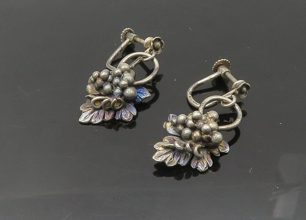 EUROPEAN 925 Silver  Vintage Grape Bunch Non Pierce Drop Earrings  EG10725