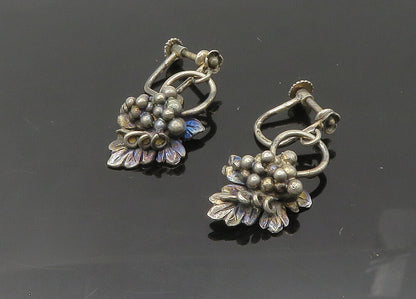 EUROPEAN 925 Silver  Vintage Grape Bunch Non Pierce Drop Earrings  EG10725