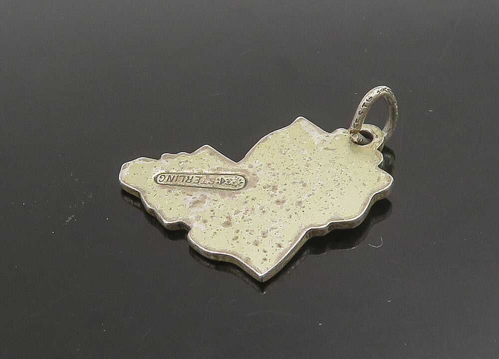 925 Sterling Silver  Vintage Dark Tone Louisiana State Map Pendant  PT19084