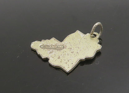 925 Sterling Silver  Vintage Dark Tone Louisiana State Map Pendant  PT19084