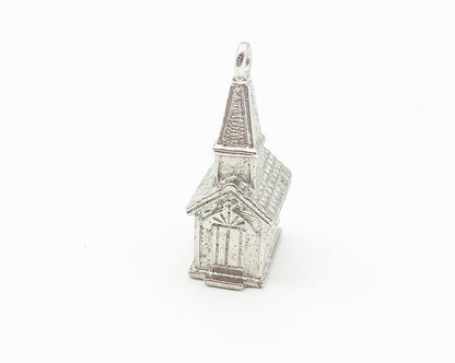 WELLS 925 Sterling Silver  Vintage Petite Shiny Church House Pendant  PT8670
