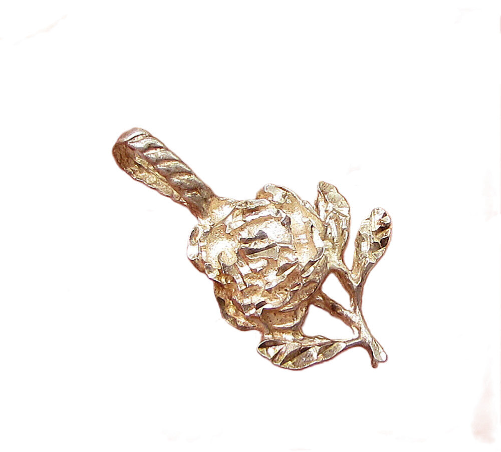 925 Sterling Silver  Vintage Sculpted Floral Drop Pendant  PT2154