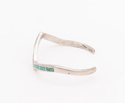 925 Sterling Silver Vintage Bracelet Southwestern Crushed Turquoise Cuff BT10491