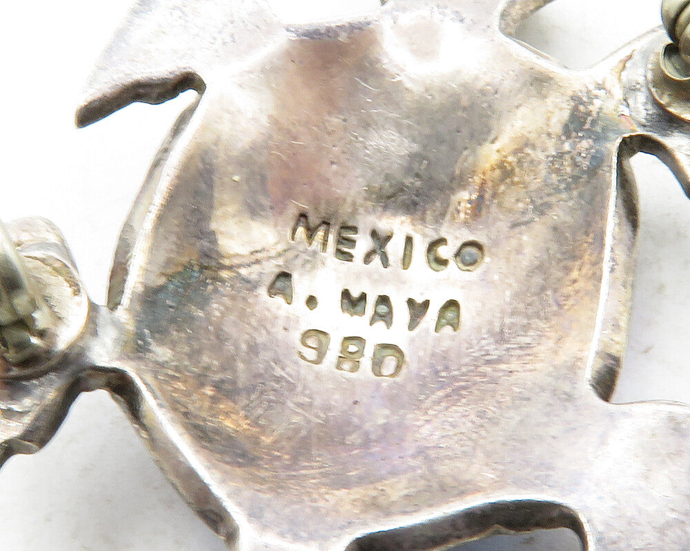 A. MAYA MEXICO 925 Sterling Silver Vintage Blue Enamel Turtle Brooch Pin  BP4844