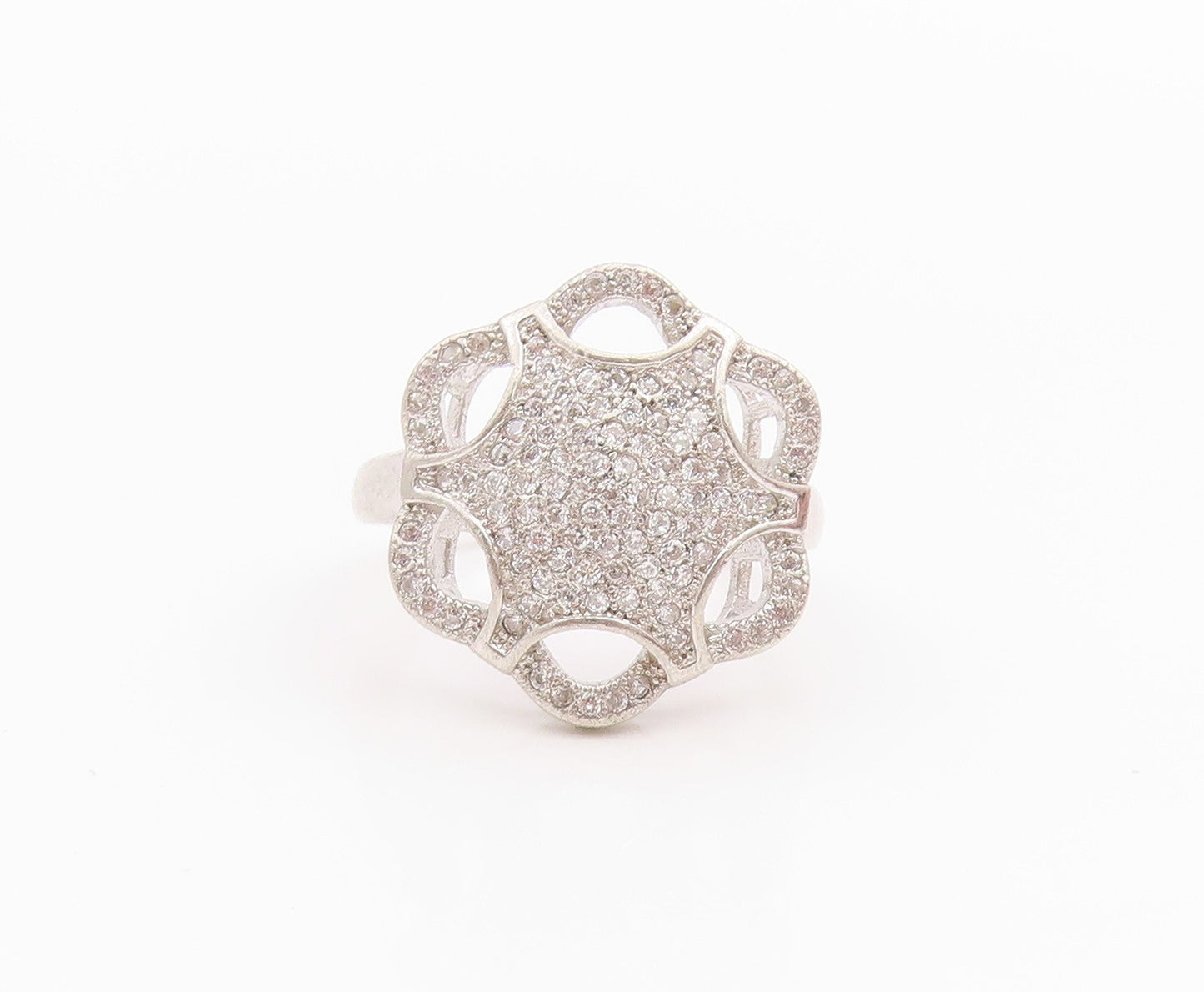 925 Sterling Silver Vintage Ring Topaz Inlay Spider Web Design  Sz 6.5  RG33134