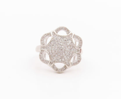 925 Sterling Silver Vintage Ring Topaz Inlay Spider Web Design  Sz 6.5  RG33134