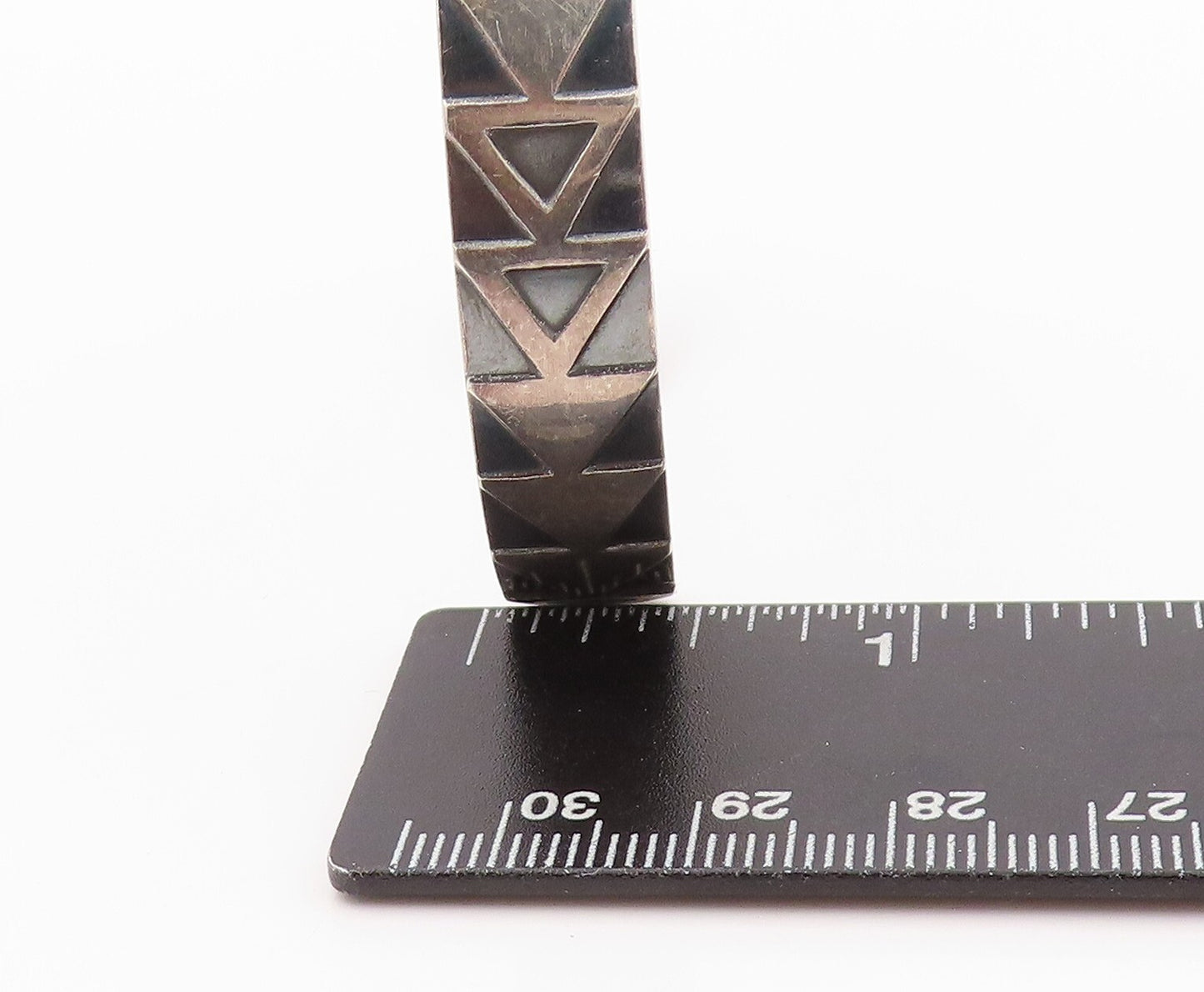 925 Sterling Silver Vintage Bracelet EAST EUROPE Antique Triangle Cuff  BT11092
