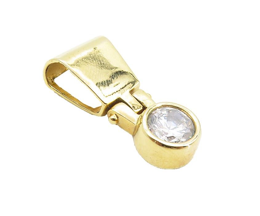 925 Sterling Silver  Sparkling Cubic Zirconia Gold Plated Drop Pendant  PT6487