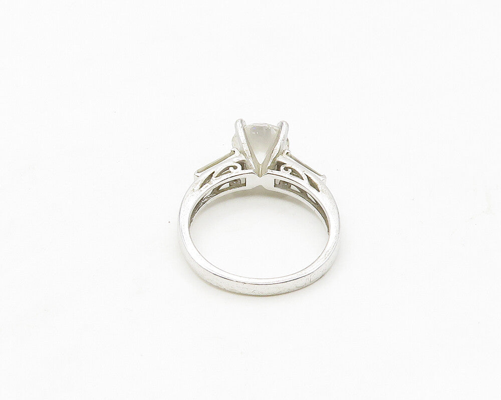 925 Sterling Silver  Cubic Zirconia Solitaire With Accents Ring Sz 7  RG17341