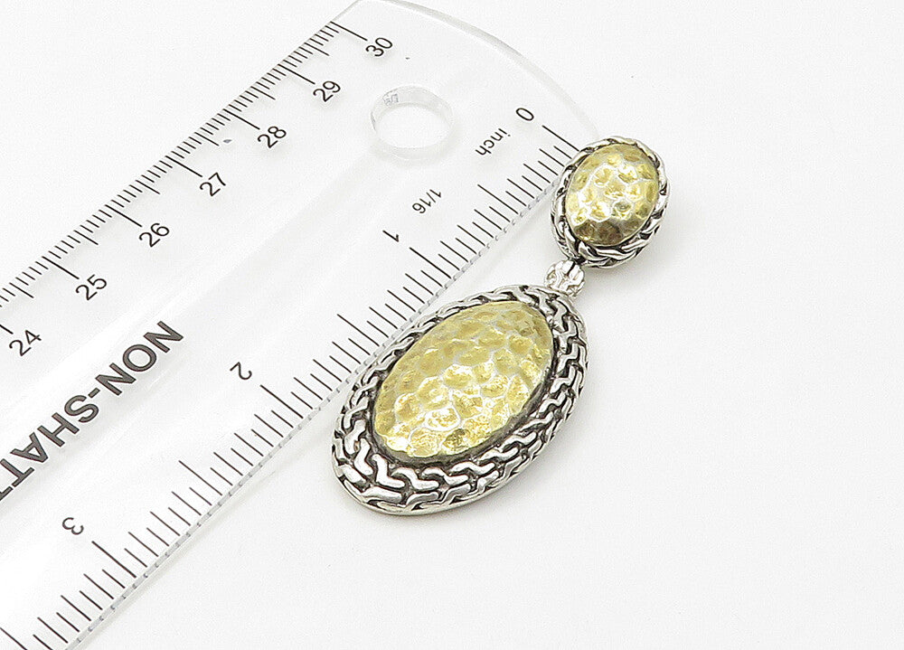 925 Sterling Silver  Vintage Shiny Hammered Two Tone Linked Pendant  PT17231