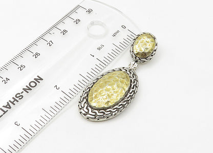 925 Sterling Silver  Vintage Shiny Hammered Two Tone Linked Pendant  PT17231