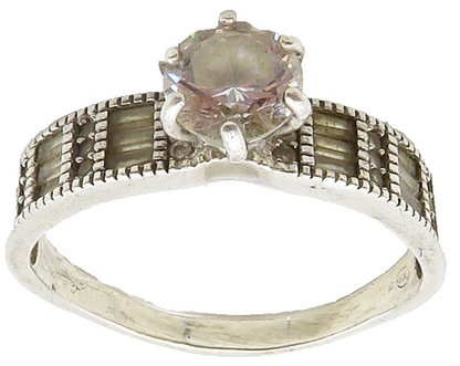 925 Sterling Silver  Cubic Zirconia Solitaire With Accents Ring Sz 10  RG15896