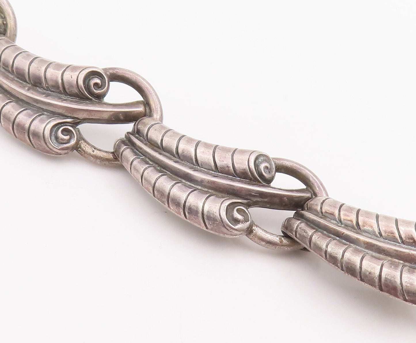 925 Sterling Silver Vintage Bracelet Solid Carved Bamboo Effect Design  BT10600