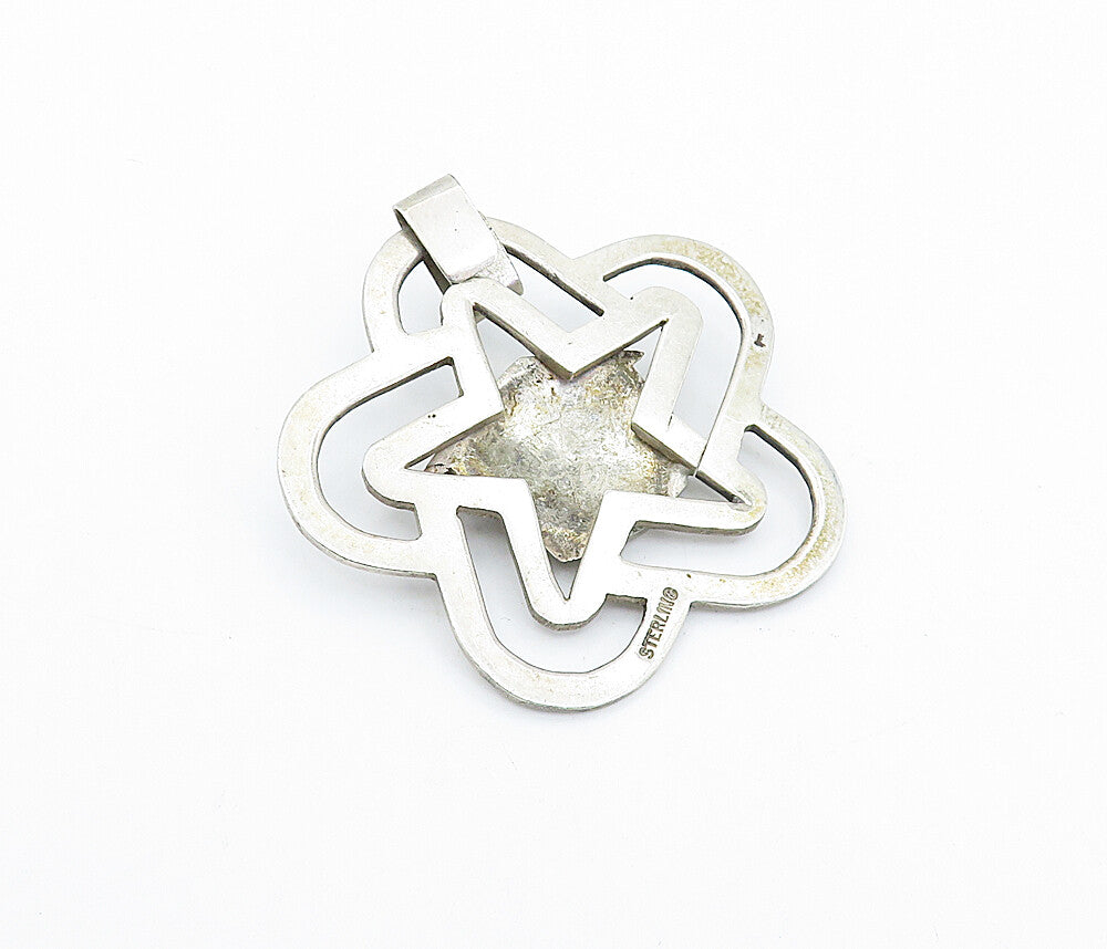 925 Sterling Silver  Vintage Cottage House Open Star Drop Pendant  PT2635